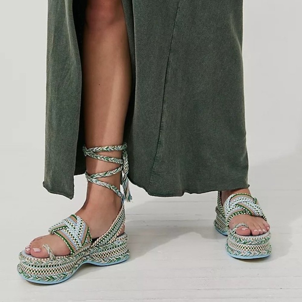 Stylish Green and White Women's Sandals